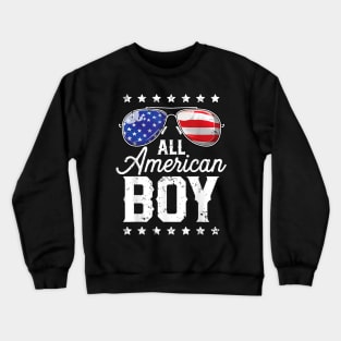 All American Boy 4th of July Boys Sunglasses Shirt Crewneck Sweatshirt